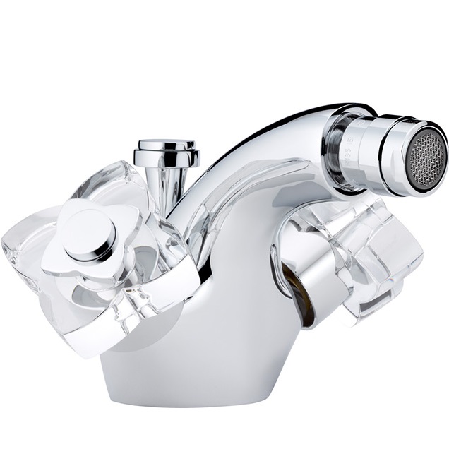 Смеситель для биде THG Petale de cristal clair U6A-A02-3202 (хром, прозрачный хрусталь), с донным клапаном