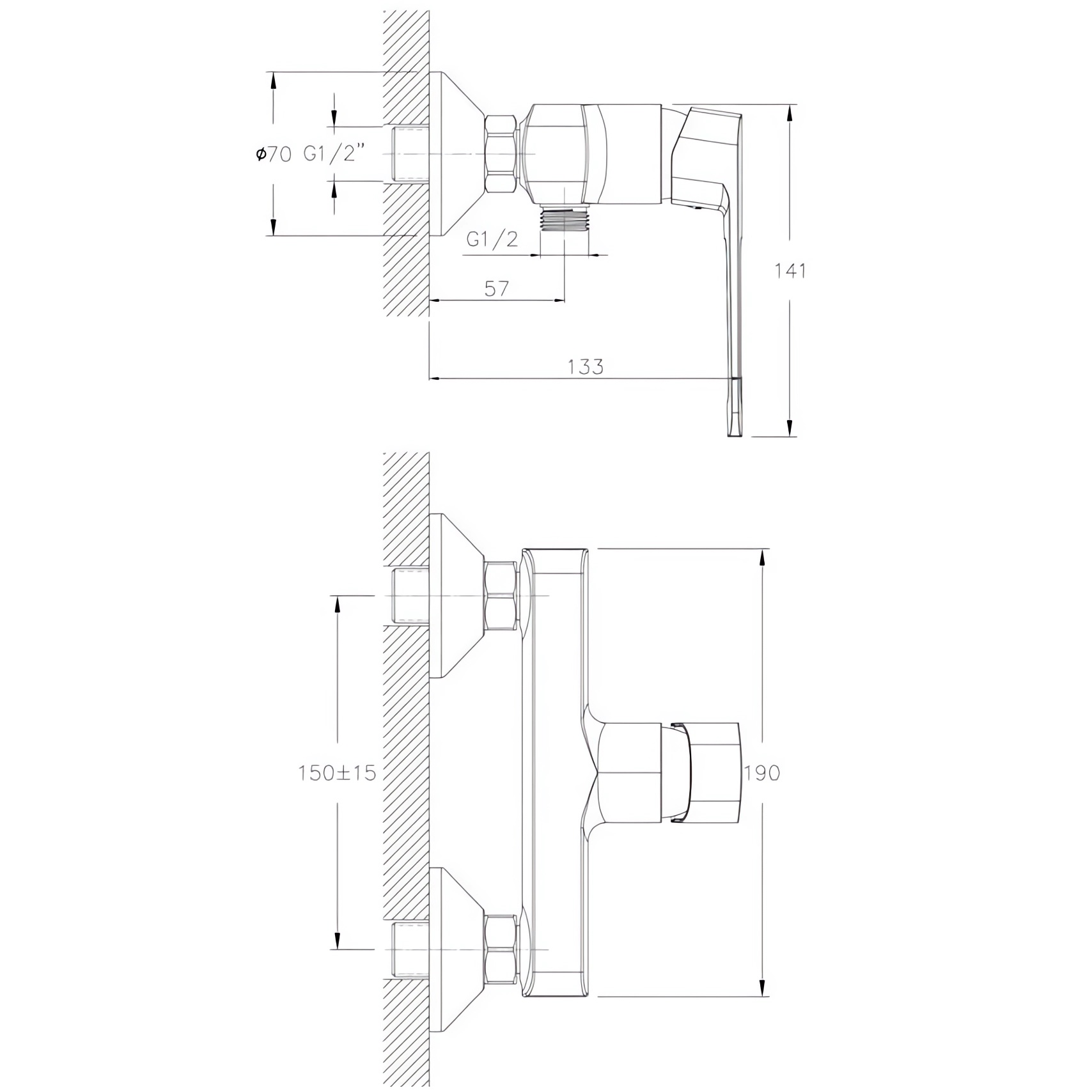 Смеситель для душа Ceramica Nova Linear 70018CH (хром)