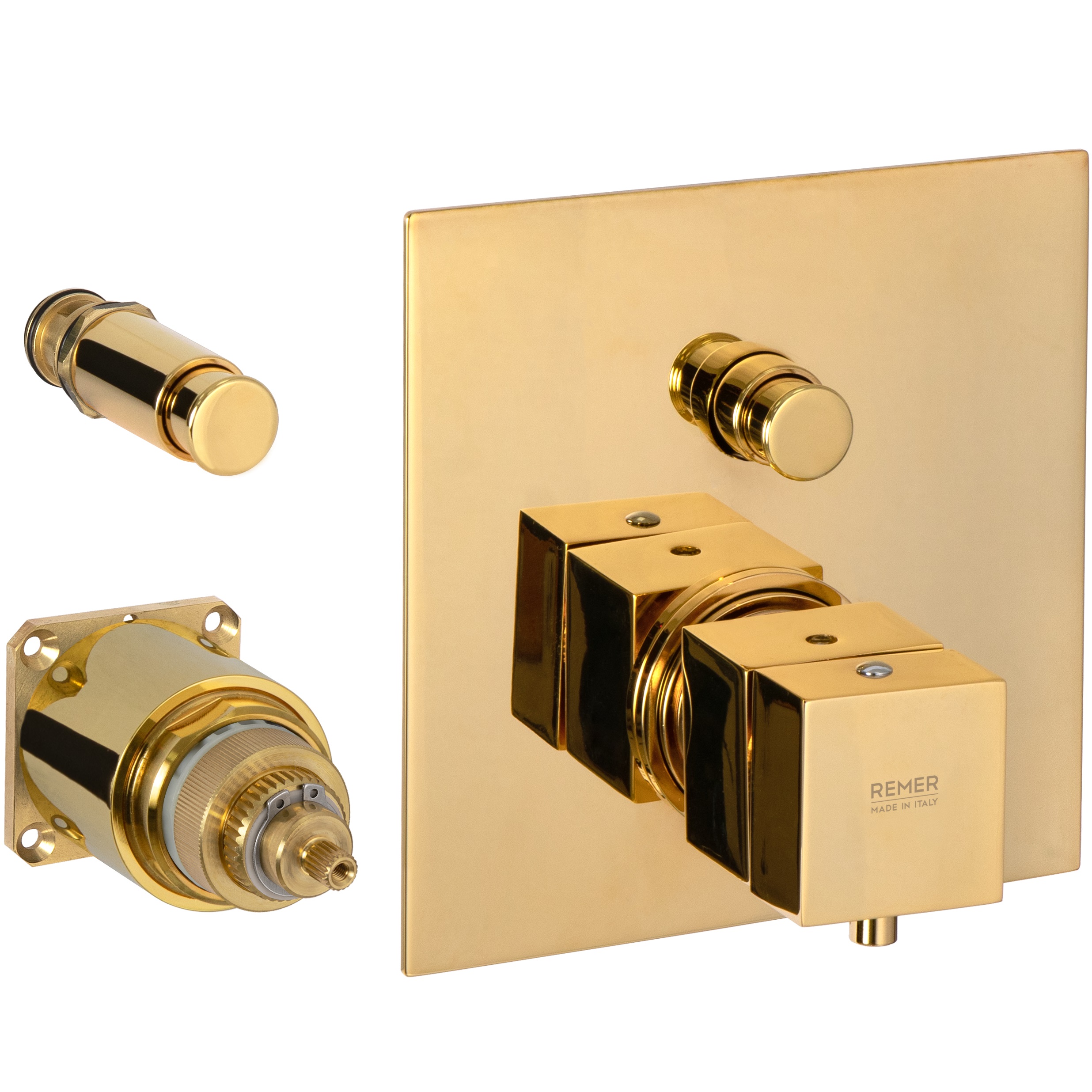 Смеситель для душа Remer Q-Elegance QT09KBDO (золотой), с термостатом