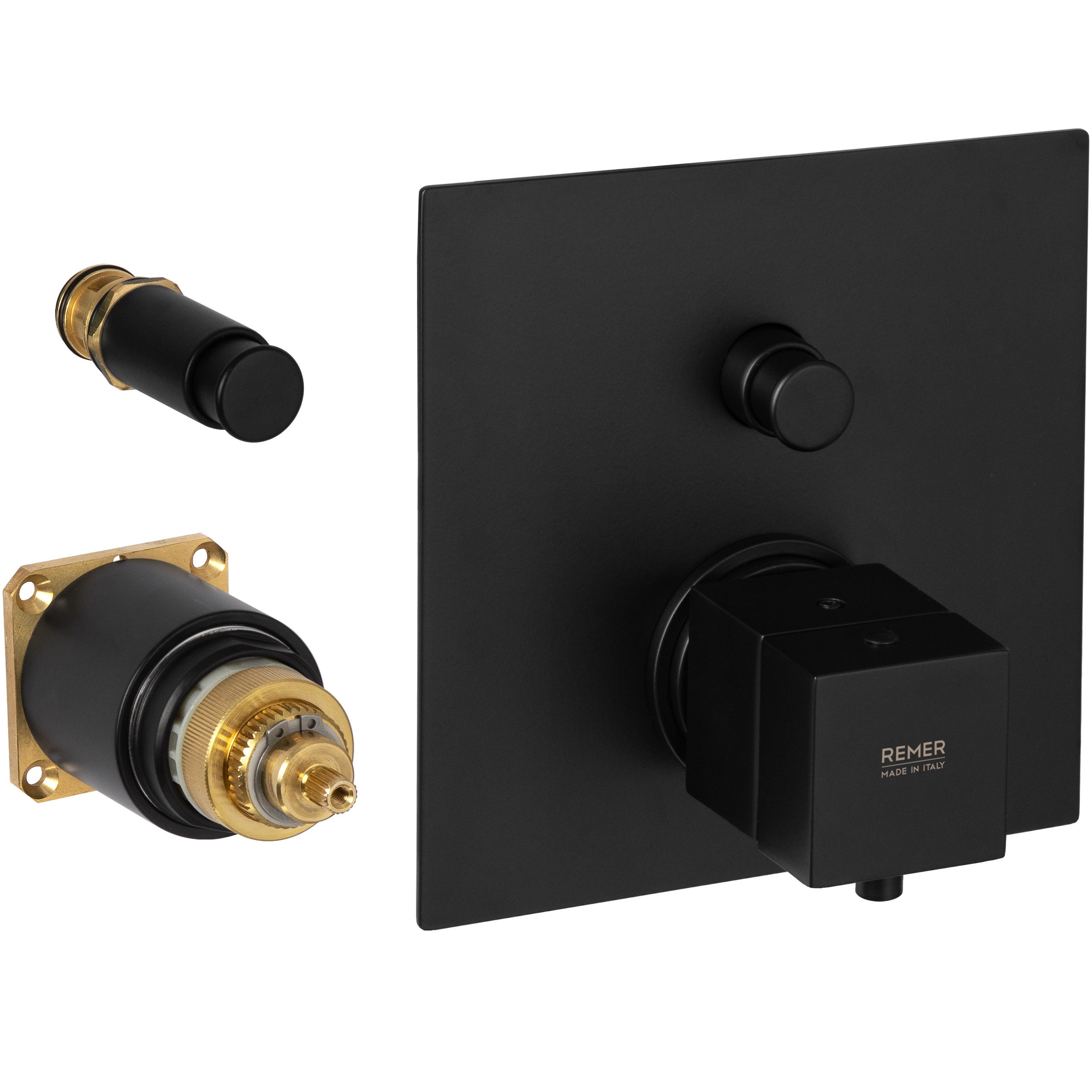 Смеситель для душа Remer Q-Elegance QT09KBNO (черный матовый), с термостатом