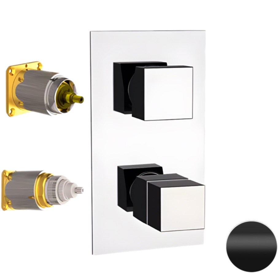 Смеситель для душа Remer Q-Elegance QT92KBNO (черный матовый), с термостатом