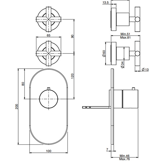 Смеситель для душа скрытого монтажа Fima Carlo Frattini Fimatherm F5333X2NS (черный матовый), с термостатом, 2 источника