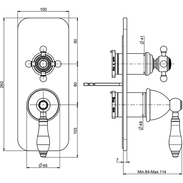 Смеситель для душа скрытого монтажа Fima Carlo Frattini Herend F5409X6CNOR (золотой, черная ручка)