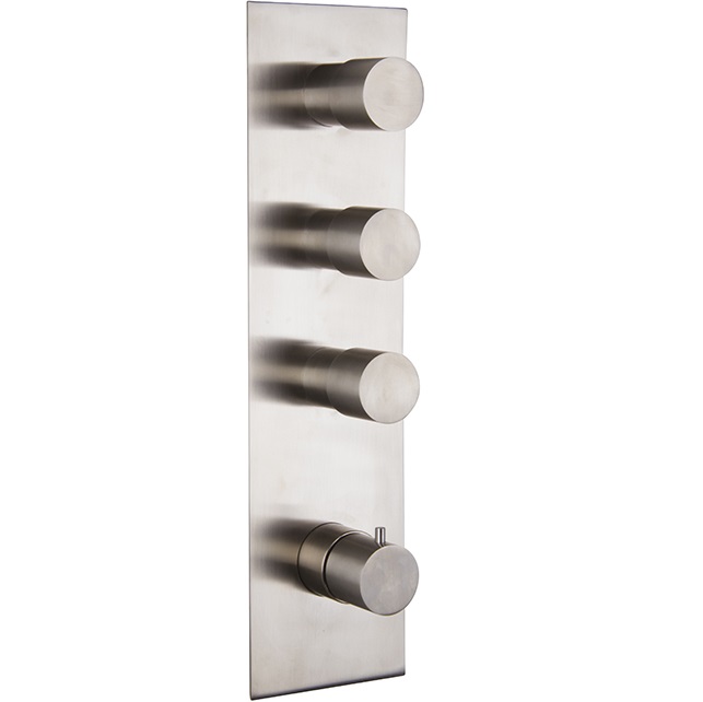 Смеситель для душа скрытого монтажа Fima Carlo Frattini Spillo Steel F3089X3INOX (нержавеющая сталь), с термостатом, 3 источника