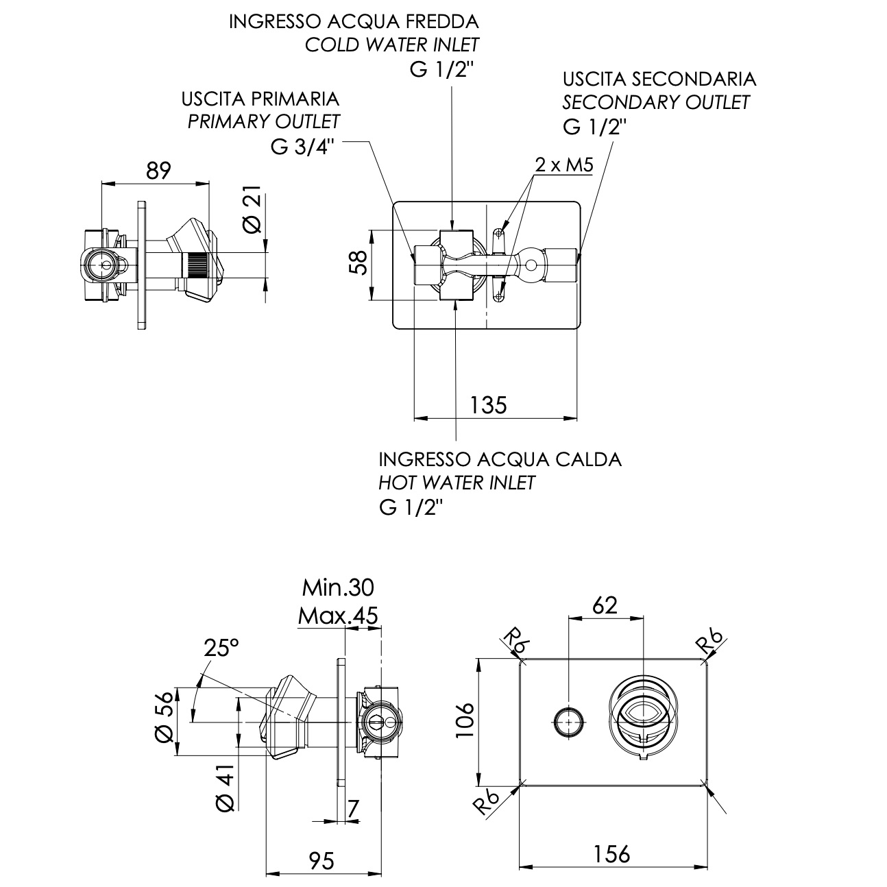 Смеситель для душа скрытого монтажа Remer Element ET09HRGNO (черный матовый)