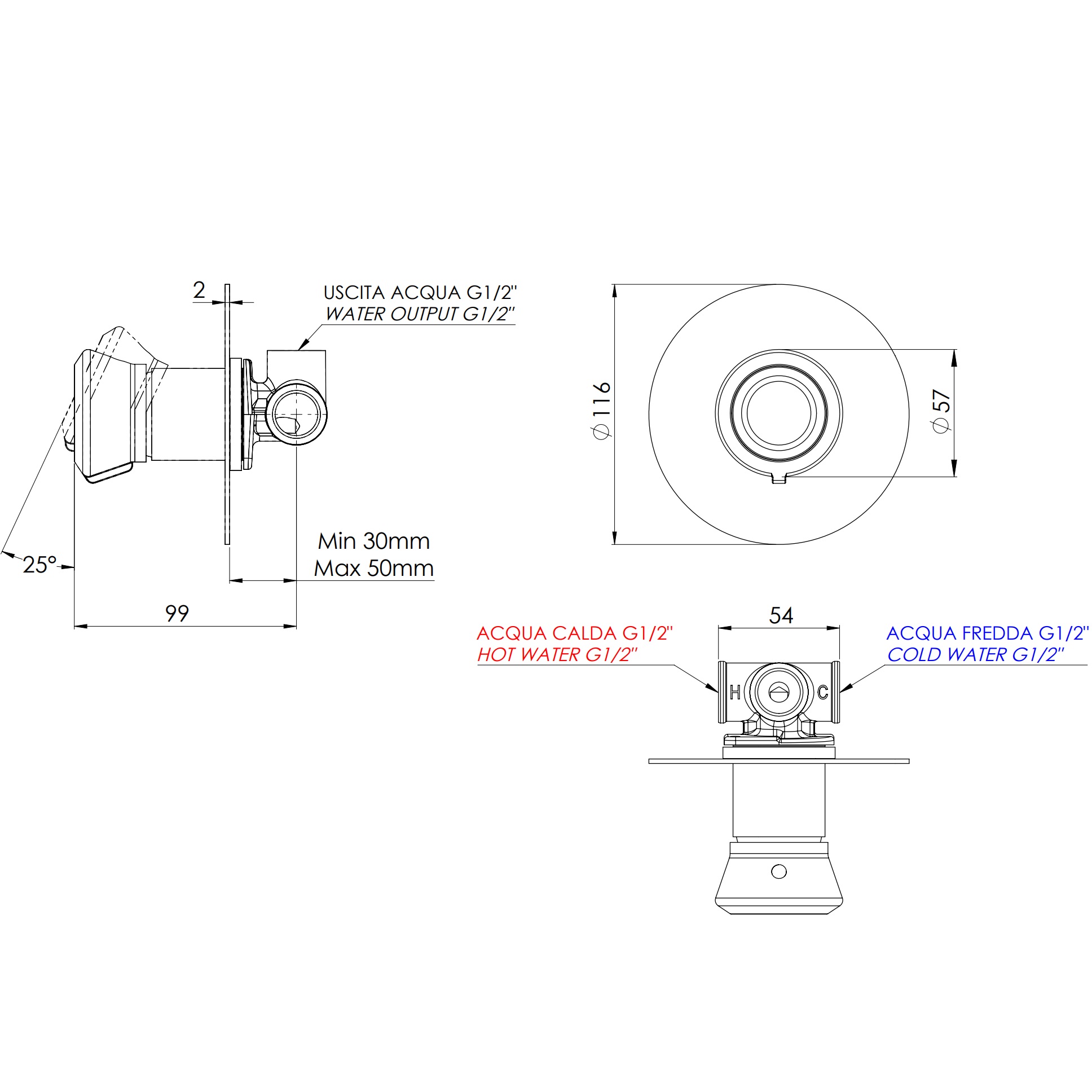Смеситель для душа скрытого монтажа Remer Element ET30LBG (золото брашированное)