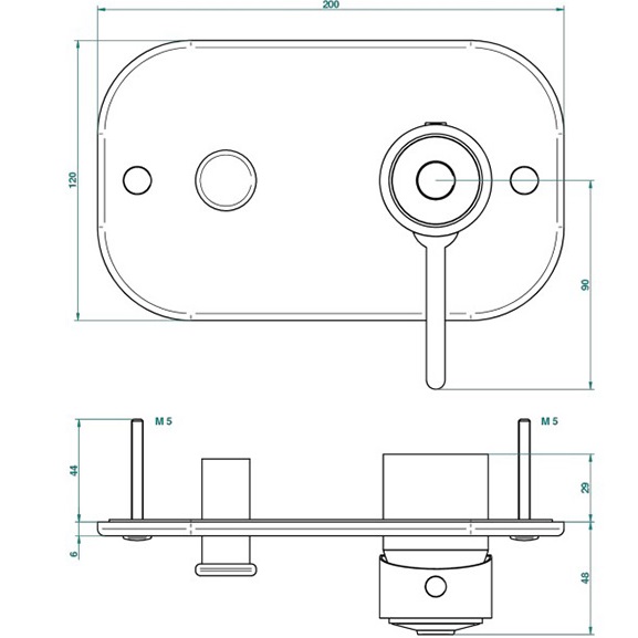 Смеситель для душа скрытого монтажа THG Capucine Vert Decor Platine A7E-A02-6550B (хром), на 2 источника