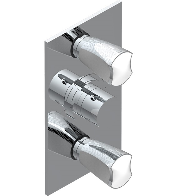 Смеситель для душа скрытого монтажа THG Infini white porcelain with platinum U2E-A02-5400BE (хром, белый, платина), с термостатом, на 2 источника