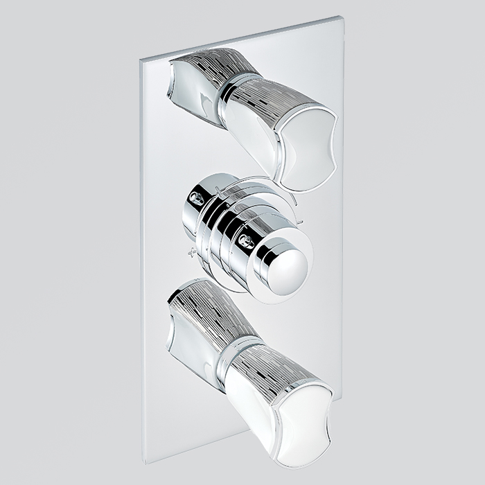 Смеситель для душа скрытого монтажа THG Infini white porcelain with platinum U2E-A02-5400BE (хром, белый, платина), с термостатом, на 2 источника