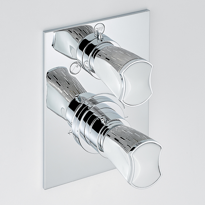 Смеситель для душа скрытого монтажа THG Infini white porcelain with platinum U2E-A02-5500BE (хром, белый, платина), с термостатом, на 2 источника