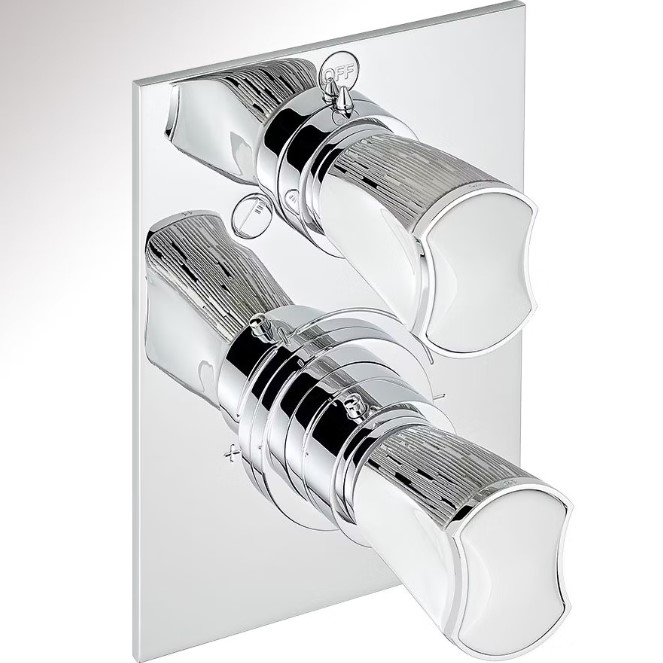 Смеситель для душа скрытого монтажа THG Infini white porcelain with platinum U2E-A02-5500BE (хром, белый, платина), с термостатом, на 2 источника