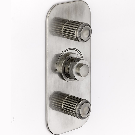 Смеситель для душа скрытого монтажа THG Malmaison metal U93-D14-5400BE (никель состаренный), с термостатом, на 2 источника