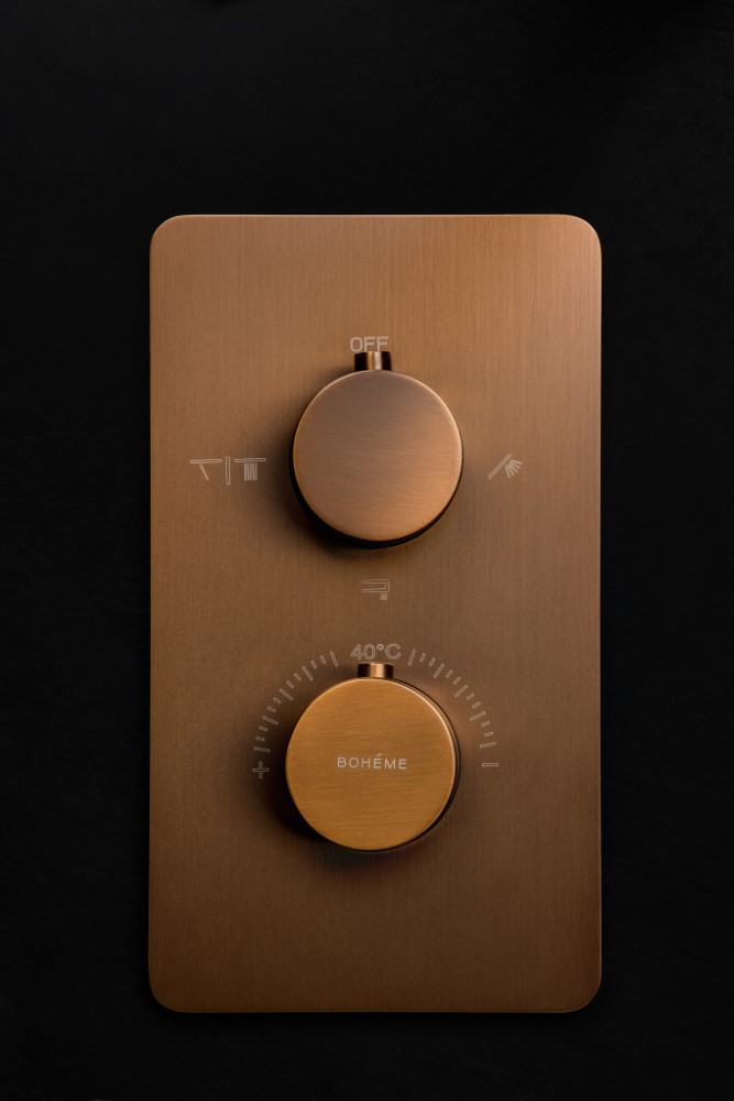Смеситель для душа встраиваемый Boheme Cell 134-3-BRB (бронза брашированная), с термостатом, на 3 потока