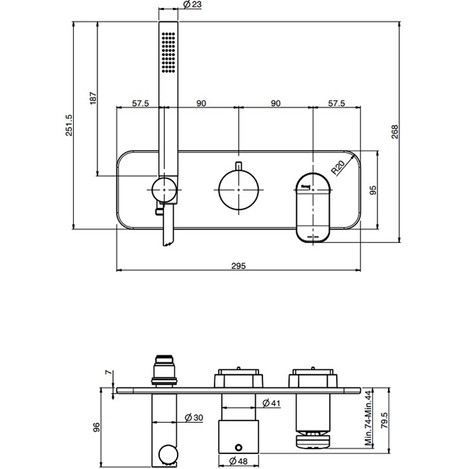 Смеситель для душа встраиваемый Fima Carlo Frattini Flo F3819WX2NS (черный матовый)