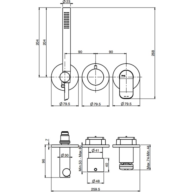 Смеситель для душа встраиваемый Fima Carlo Frattini Flo F3819WX8NS (черный матовый)