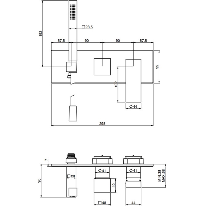 Смеситель для душа встраиваемый Fima Carlo Frattini Zeta F3989WX2CR (хром)