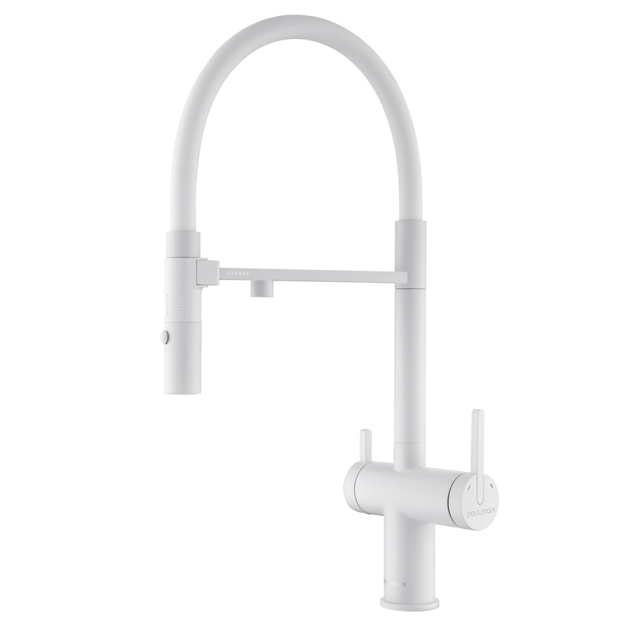 Смеситель для кухни Paulmark Gravity Gr213188-431 (белый), с краном для питьевой воды