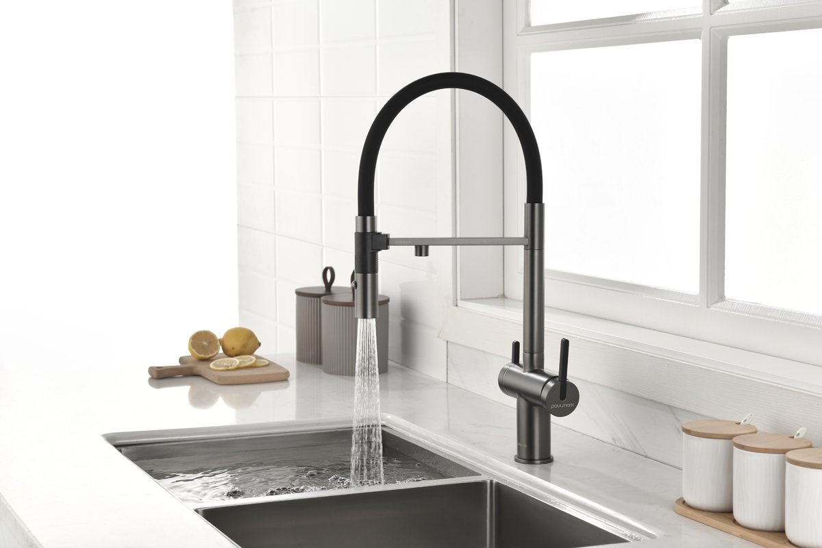 Смеситель для кухни Paulmark Gravity Gr213188-B (беретта), с краном для питьевой воды