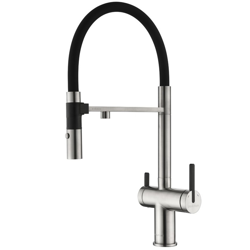 Смеситель для кухни Paulmark Gravity Gr213188-NI (никель), с краном для питьевой воды