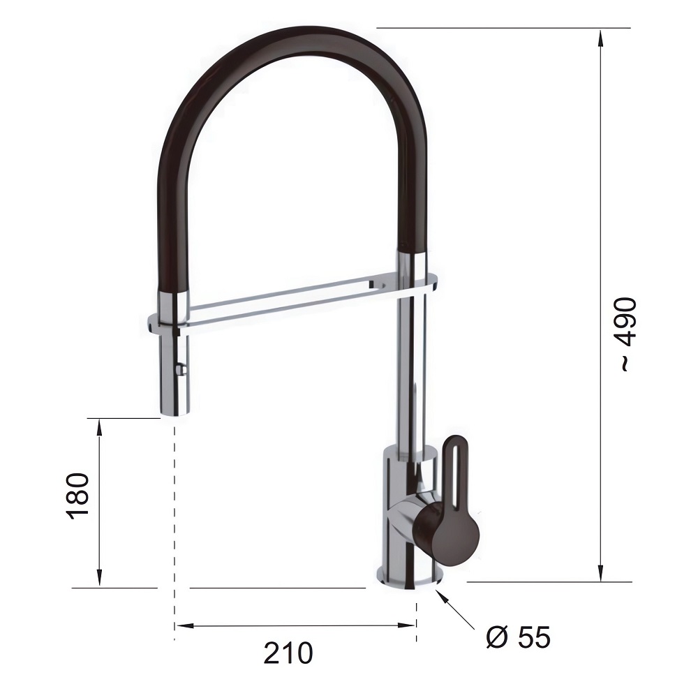 Смеситель для кухни Remer Elegant SR542 (хром, черный рычаг)
