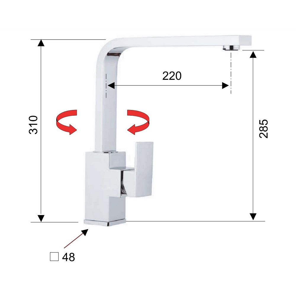 Смеситель для кухни Remer Q-Design QD42U (хром), с поворотным изливом