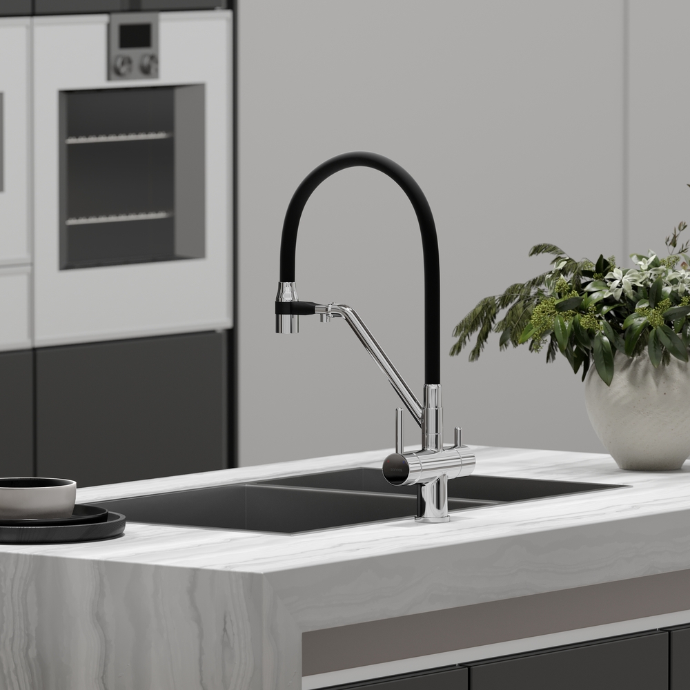 Смеситель для кухни Sancos Дора (Dora) SC4003CH (хром), с гибким изливом, с подключением к фильтру