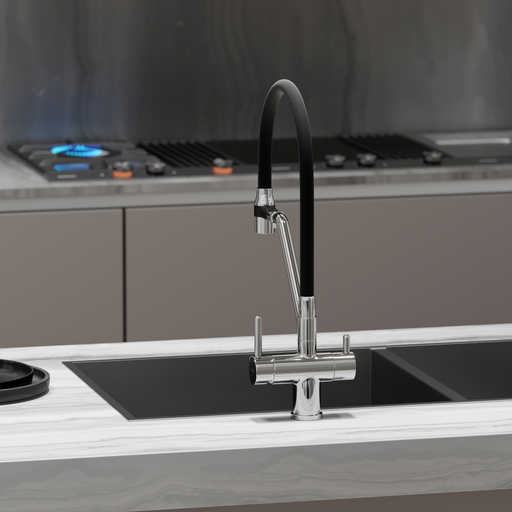 Смеситель для кухни Sancos Дора (Dora) SC4003CH (хром), с гибким изливом, с подключением к фильтру