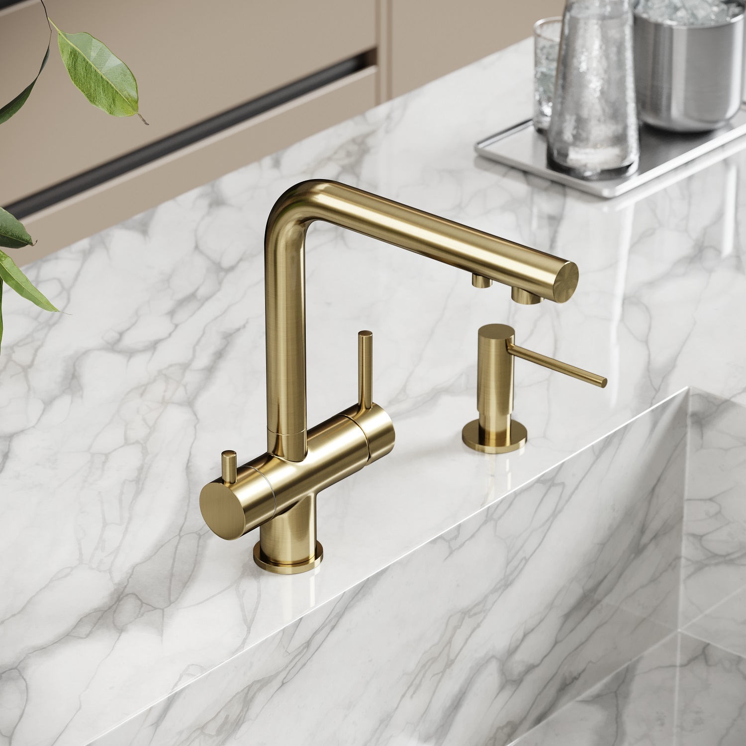 Смеситель для кухни Sancos Фостер (Foster) SC4014BG (брашированное золото), с подключением к фильтру