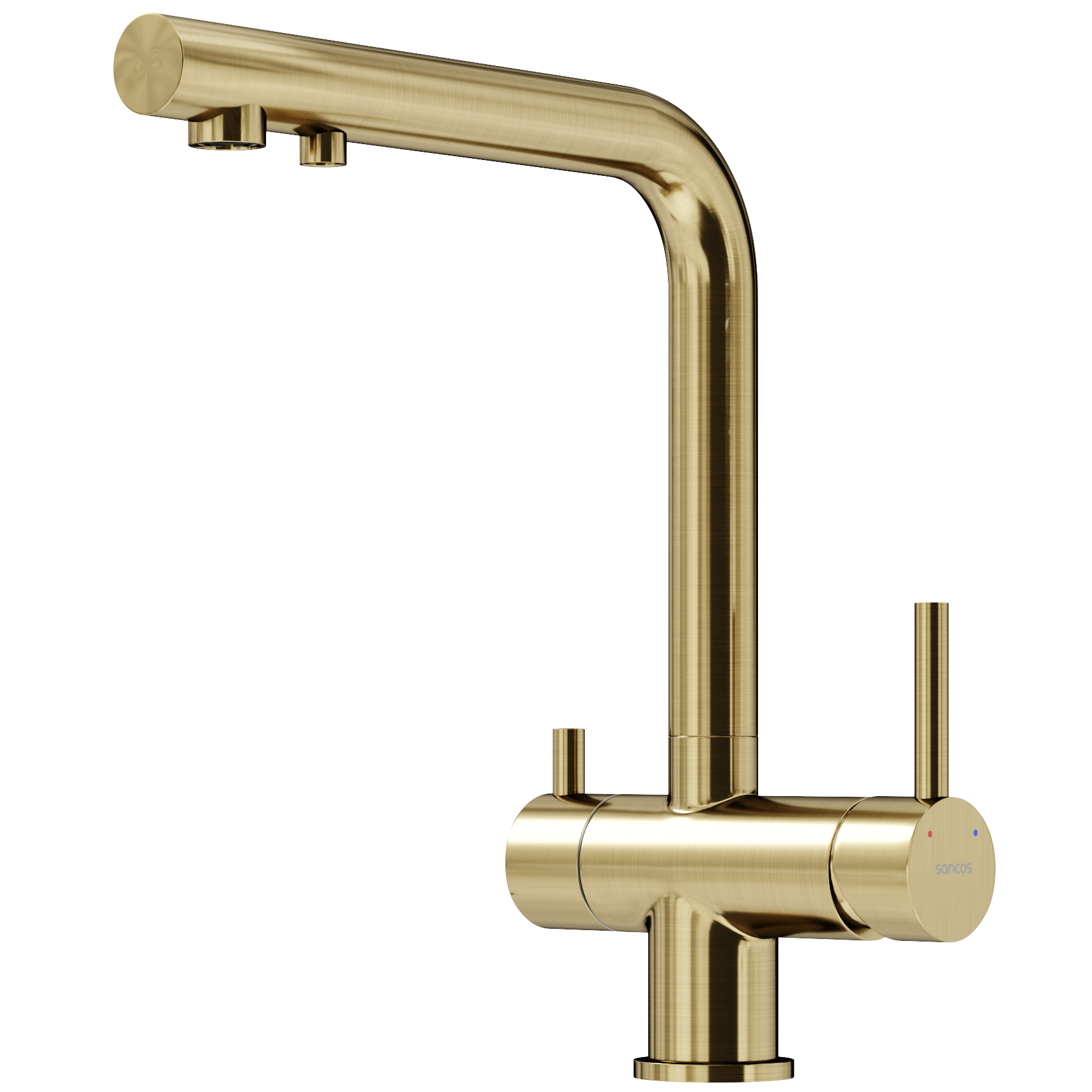 Смеситель для кухни Sancos Фостер (Foster) SC4014BG (брашированное золото), с подключением к фильтру