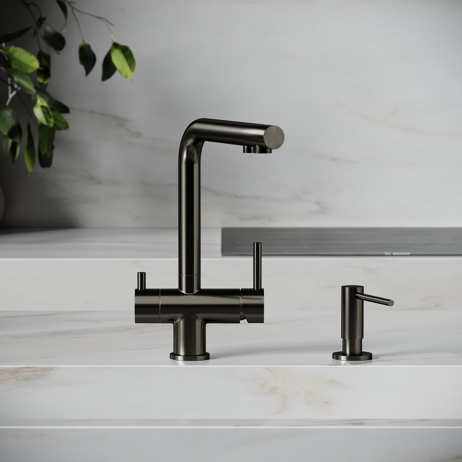 Смеситель для кухни Sancos Фостер (Foster) SC4014GG (вороненая сталь), с подключением к фильтру