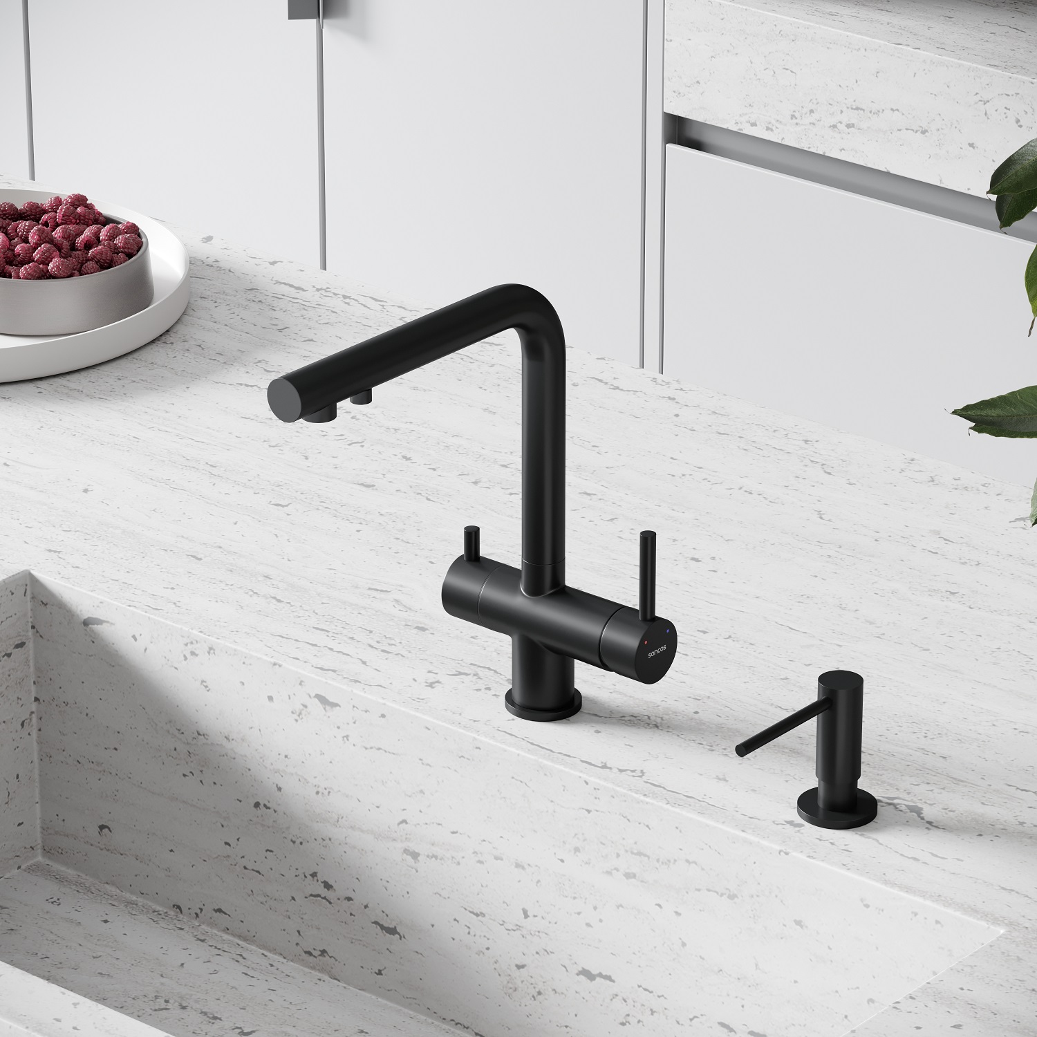 Смеситель для кухни Sancos Фостер (Foster) SC4014MB (черный матовый), с подключением к фильтру