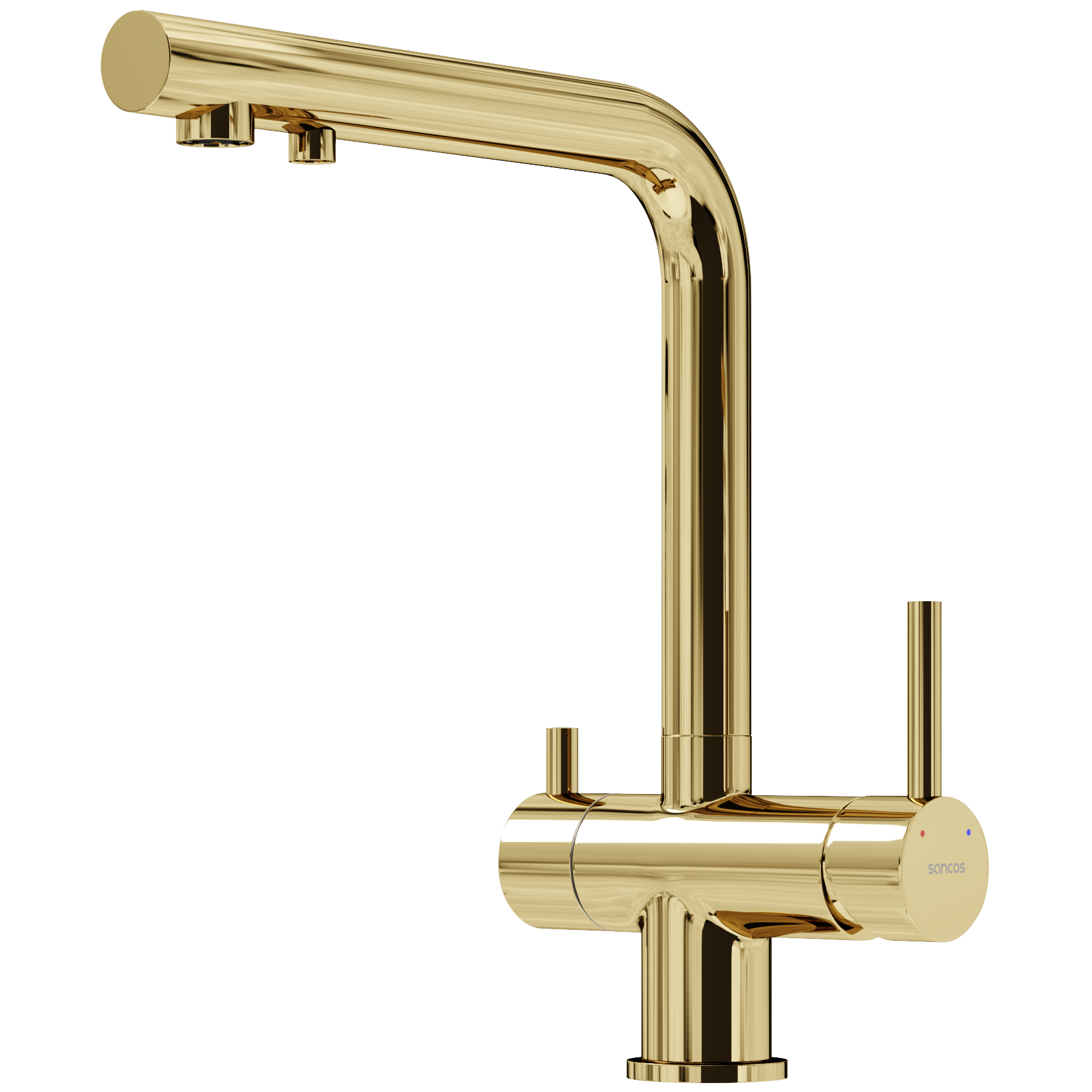 Смеситель для кухни Sancos Фостер (Foster) SC4014ZG (полированное золото), с подключением к фильтру
