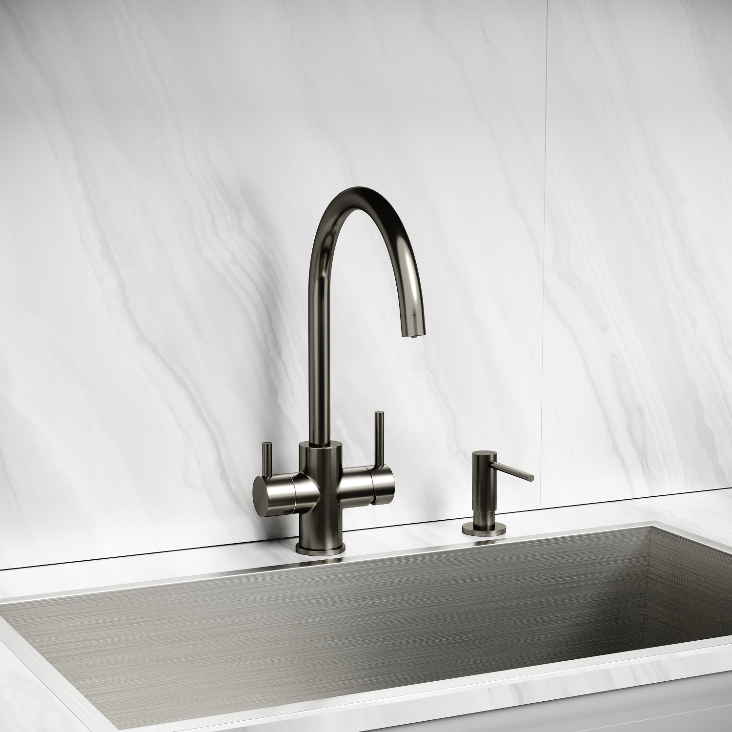 Смеситель для кухни Sancos Тапер (Taper) SC4012GG (вороненая сталь), с подключением к фильтру