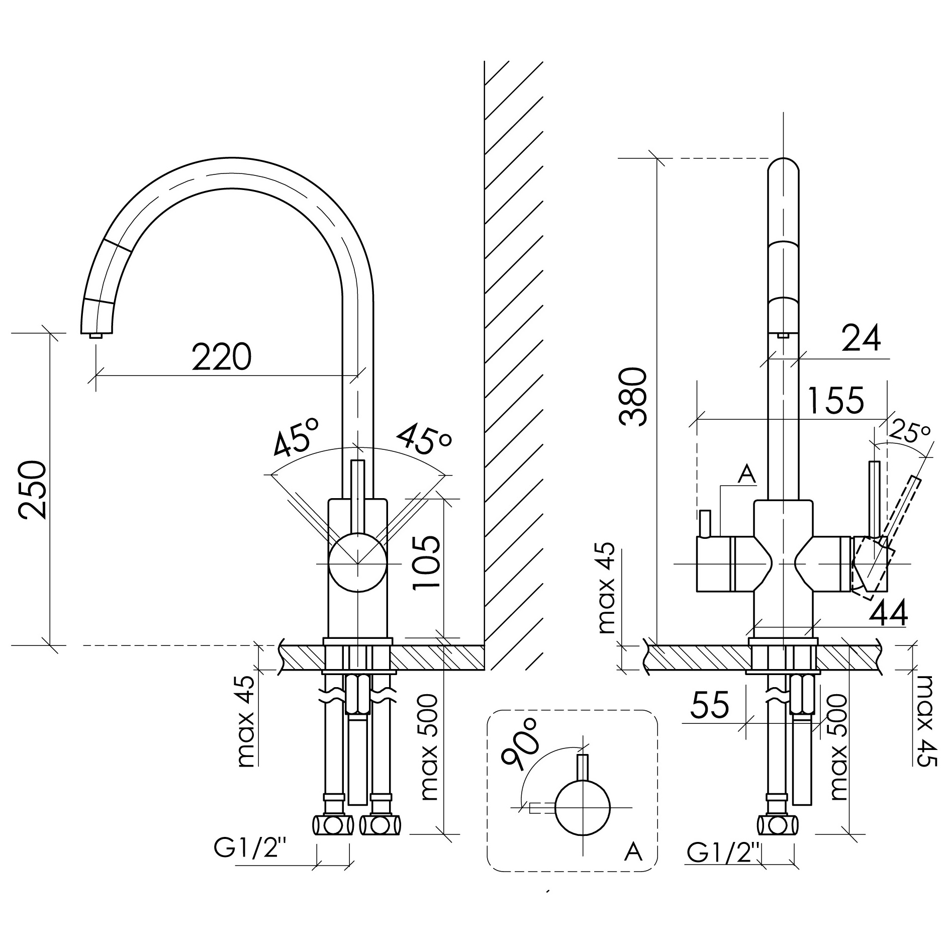 Смеситель для кухни Sancos Тапер (Taper) SC4012GG (вороненая сталь), с подключением к фильтру