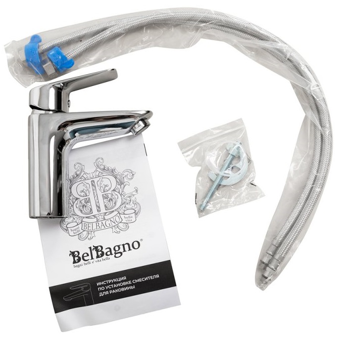 Смеситель для раковины BelBagno Due DUE-LVM-CRM-W0 (хром), без донного клапана