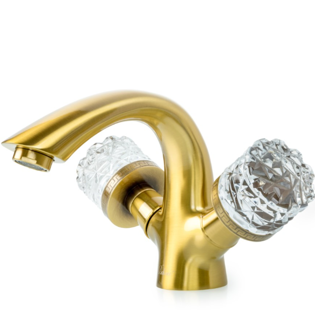 Смеситель для раковины Boheme Medici Presente Crystal 311-CRST (бронза матовая), без донного клапана