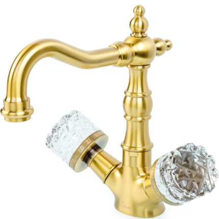 Смеситель для раковины Boheme Medici Presente Crystal 312-CRST (бронза матовая), без донного клапана