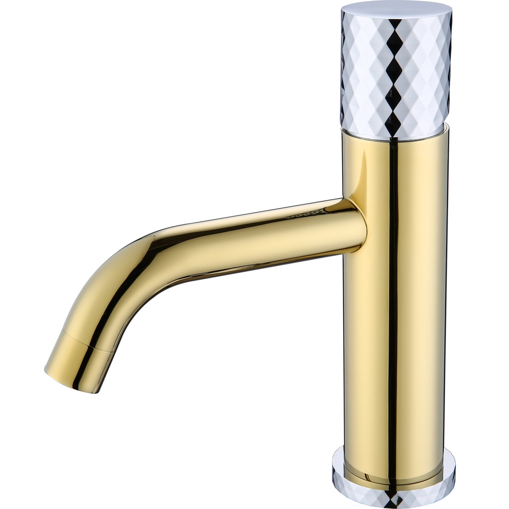Смеситель для раковины Boheme Stick Diamond 121-GCR (золотой, хром), без донного клапана