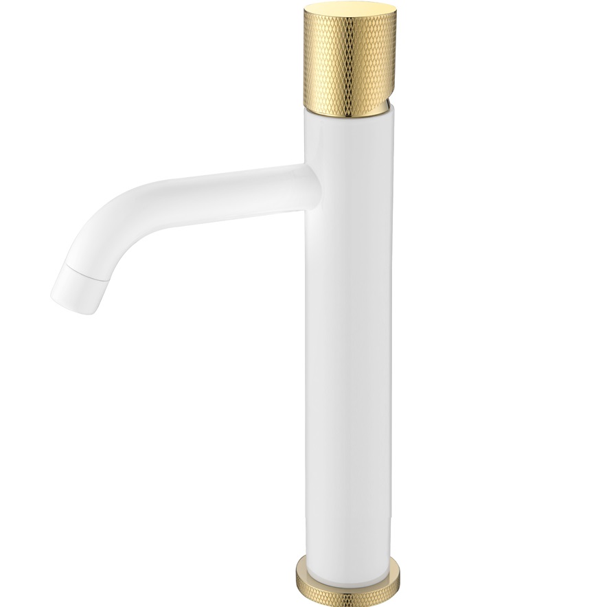 Смеситель для раковины Boheme Stick Touch 122-WG.2 (золотой, белый матовый), без донного клапана