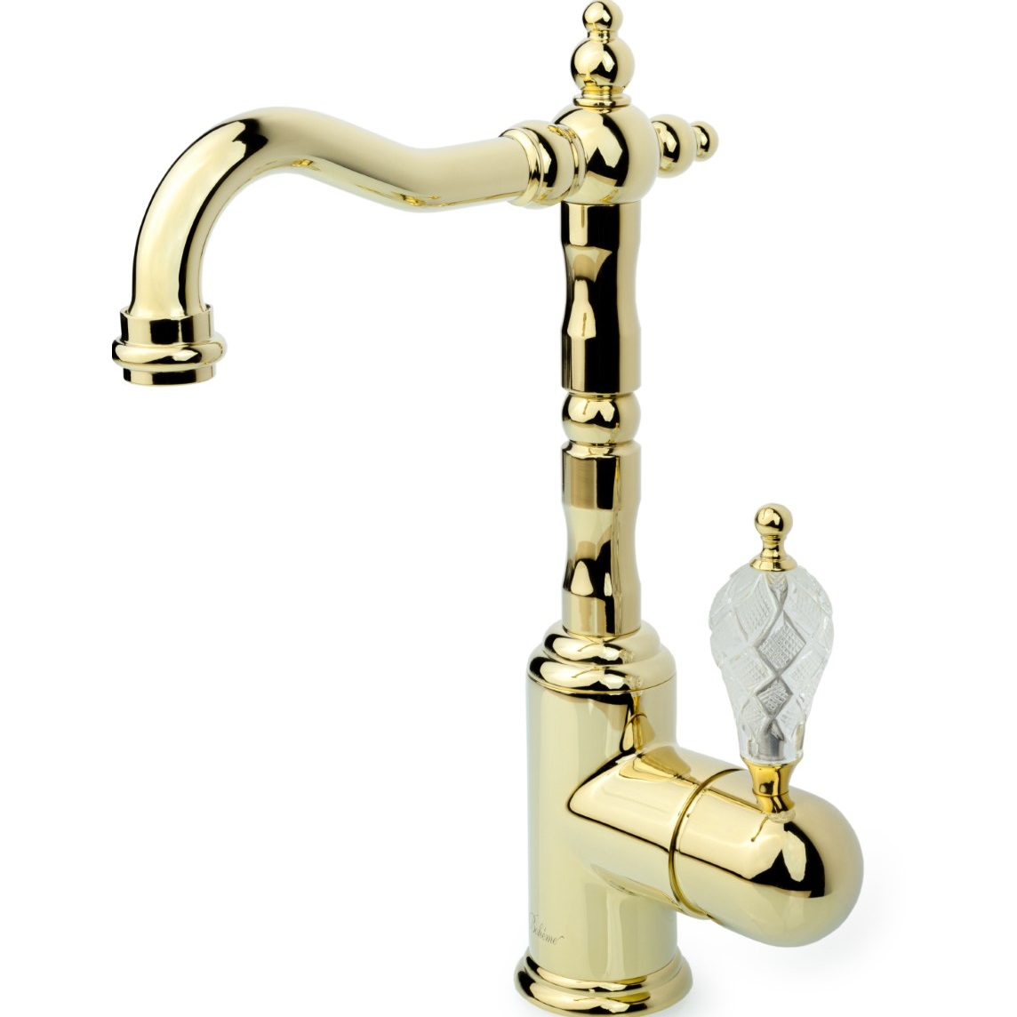 Смеситель для раковины Boheme Tradizionale Oro Crystal 282-CRST (золотой), без донного клапана
