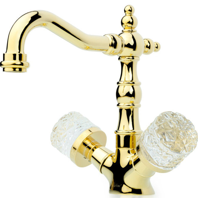Смеситель для раковины Boheme Tradizionale Oro Crystal 292-CRST (золотой), без донного клапана