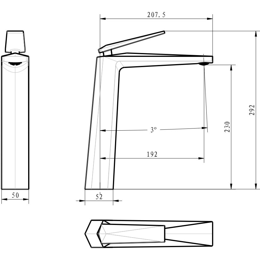 Смеситель для раковины Boheme Venturo 372-SGM (оружейный металл глянцевый), без донного клапана