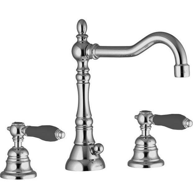 Смеситель для раковины Fima Carlo Frattini Herend F5401CNCR (хром, черные ручки), с донным клапаном