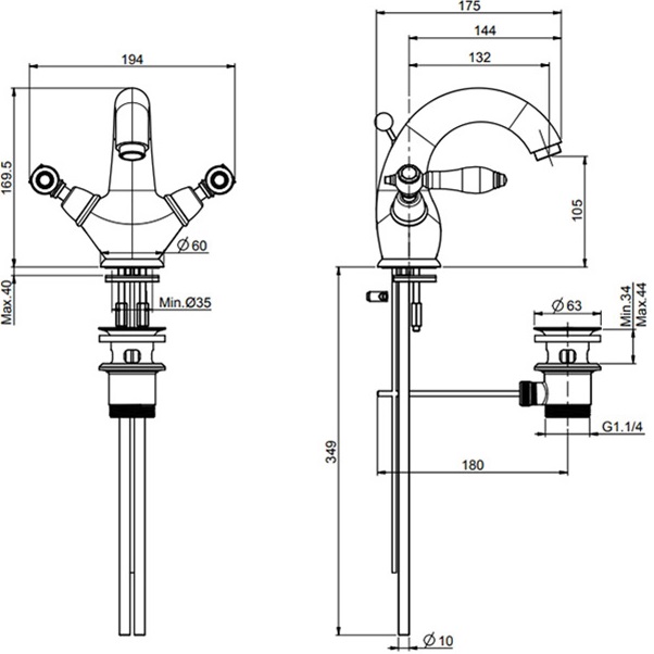 Смеситель для раковины Fima Carlo Frattini Herend F5431OR (золотой), с донным клапаном