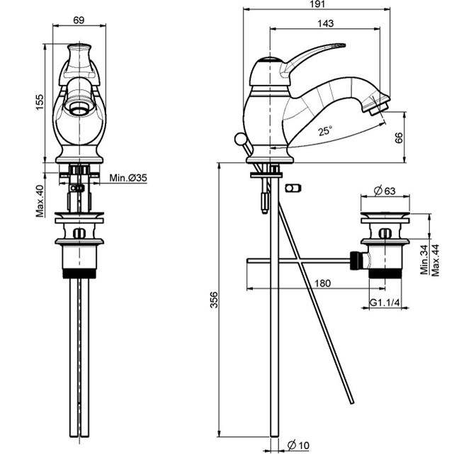 Смеситель для раковины Fima Carlo Frattini Lamp F3301BR (бронза), с донным клапаном