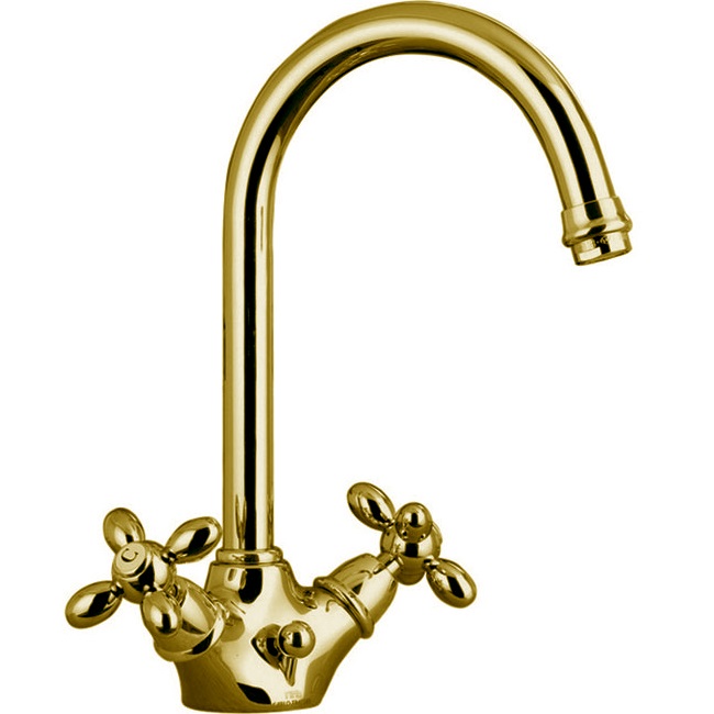 Смеситель для раковины Fima Carlo Frattini Olivia F5021OR (золотой), с донным клапаном
