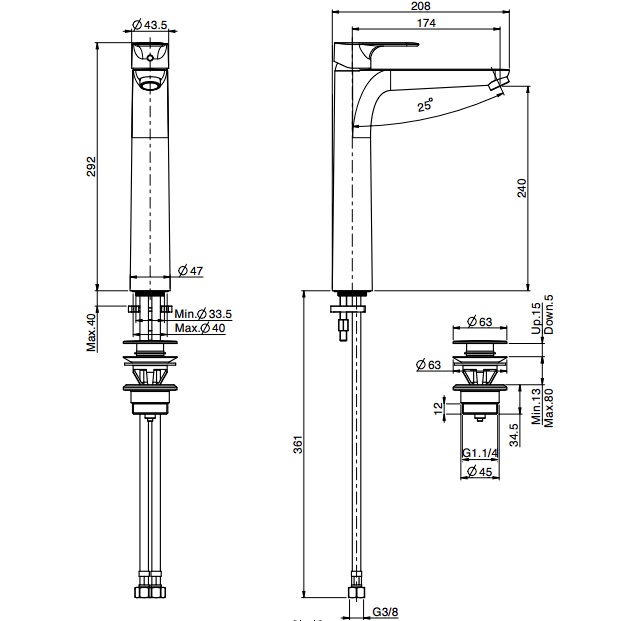 Смеситель для раковины Fima Carlo Frattini Serie 22 F3831/HCR (хром), с донным клапаном