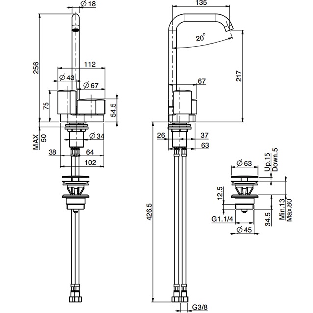 Смеситель для раковины Fima Carlo Frattini So F3171AOR (золотой), с донным клапаном