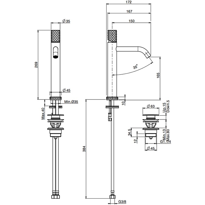 Смеситель для раковины Fima Carlo Frattini Spillo Tech F3031TLXSXOR (золотой), с донным клапаном