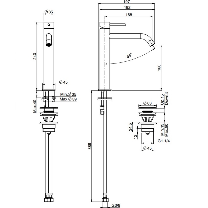 Смеситель для раковины Fima Carlo Frattini Spillo Up F3031LXSOR.1 (золотой), с донным клапаном